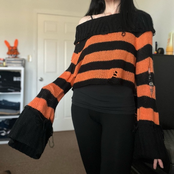 Killstar Nightmare Knit Sweater Orange Sz SM - Picture 5 of 8